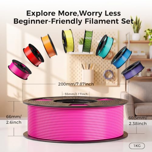 10kg PETG Filament Bundle Multicolor, PETG 3D Printer Filament 1.75mm, 1kg Spool, 10 Pack, Black+Cream White+Red+Cobalt Blue+Bamboo Green+Orange+Yellow+Iris Purple+Pink+Coffee Brown