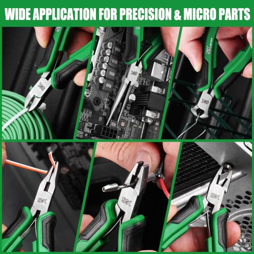 SK 5-Piece Mini Pliers Set, Box Joint Small Pliers with Zipper Pouch