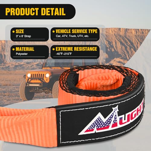 Nilight 3" x 8' Tree Saver Tow Strap Lab Tested 31,500lbs Break Strength - color: 3in x 8ft Tow Strap