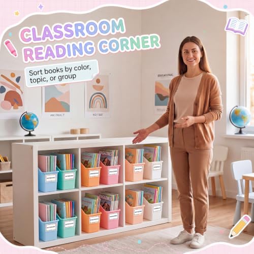 Blosssound Book Bins for Classroom Library, 6 Set, Cloud Pastel - color: Cloud Pastel
