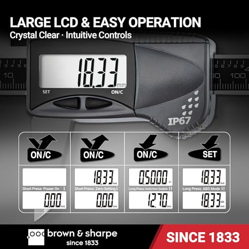 Brown & Sharpe 6 Inch Digital Caliper, IP67 Stainless Steel - size: 6 Inch