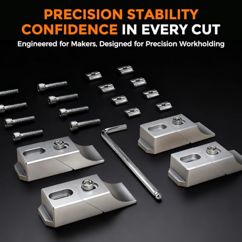 4-Pack Low Profile CNC Router Table Clamps, Low Profile CNC Vise Clamp, Aluminum Side Clamps, Each 3.14 × 1.14 × 0.78 in, Keep the Top of the Workpiece Open for CNC Routing, Milling, and Engraving