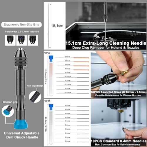 33Pcs 3D Printer Nozzle Cleaning Kit with Bag,Nozzle Cleaning Needles Kit - size: Nozzle Cleaning Set (33-Piece)