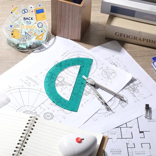 EBOOT Drawing Compass and 6 in Protractor Geometry Set, Turquoise - color: Turquoise