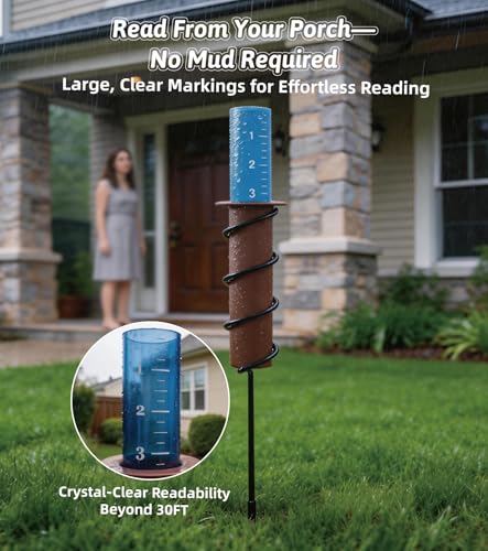 16.5" Rain Gauge Outdoor Decorative, Plastic Rain Gauge, Easy Read