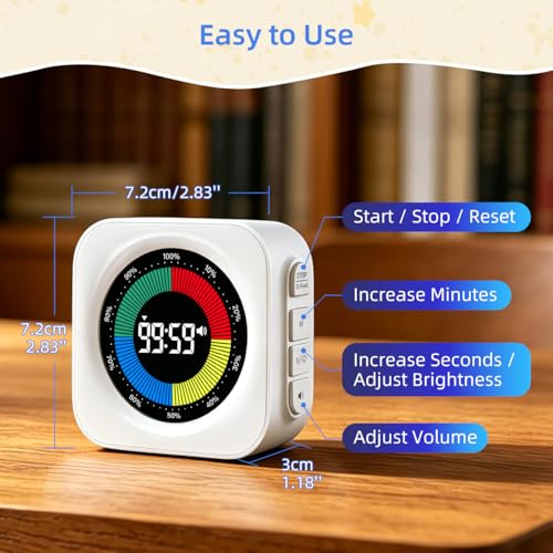 Visual Timer for Kids, 99 Min Countdown Timer for ADHD, Classroom, Focus