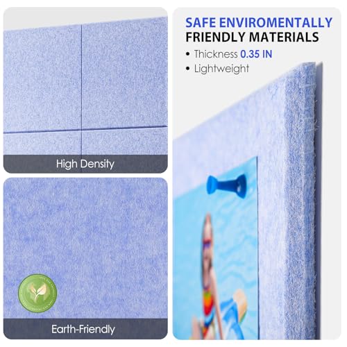 MaxGear Felt Bulletin Board 48" x 36", Light Blue Felt Wall Tile Wall Decor - color: Light Blue, size: 48" x 36"
