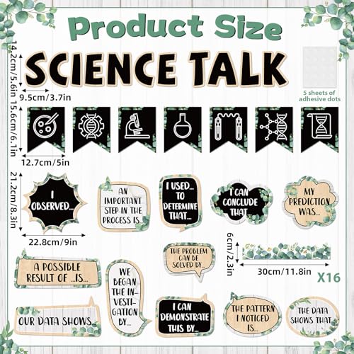 Eucalyptus Science Bulletin Board Set Classroom Decorations Science Talk Bulletin Board Decorations Educational Paper Cutouts for Elementary Middle School Wall Decor Back to School Teacher Supplies - style: Eucalyptus