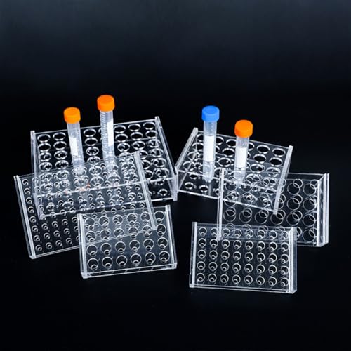 Acrylic Test Tube Rack Holder, 24 Sockets for 5/9”OD Tube Centrifuge Tube Holder Plastic Stand for Labortory Holder Lab Test Tube Transparent(5ml,24 Sockets)