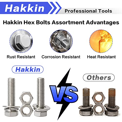 3/8-16 Hex Bolts and Nuts Kit 64PCS, 304 Stainless Steel 3/8” Heavy Duty Nuts and Bolts Screws Flat & Lock Washers Kit, Machine Screws Set with Storage Case - size: D. 3/8