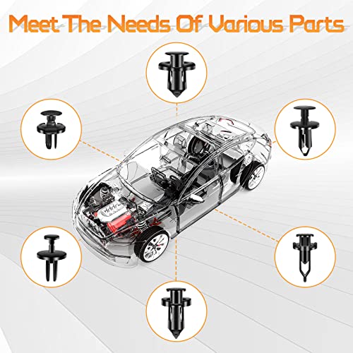 OTUAYAUTO 102PCS Universal Bumper Retainer Clips Push Type Fasteners - size: Universal (102 pieces)