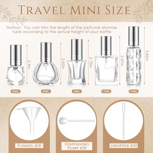 Domensi 30 Pack Vintage Glass Empty Perfume Bottles Refillable,Silver - color: Silver