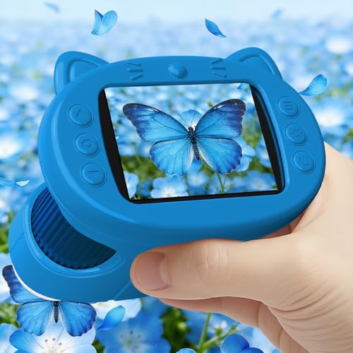 Handheld Digital Mini Microscope for Kids: 1000X 4K 2.4" Microscopes Toys - color: Blue