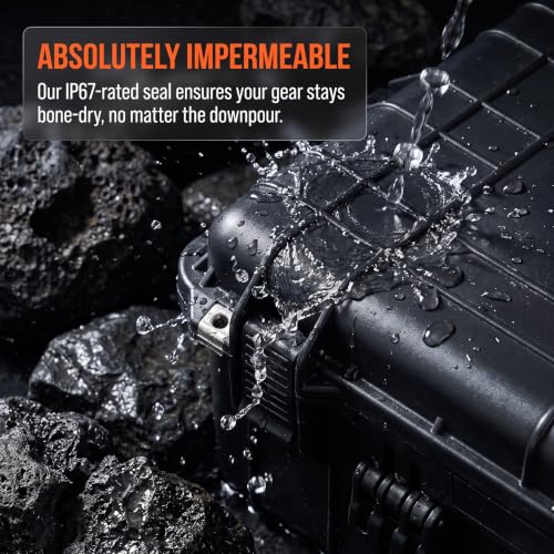 MEIJIA All Weather IP67 Waterproof Hard Camera Case,Hard Protective Case,Hard Case with Customizable Foam,Fit Use of Drones,Camera,Equipments,Pistols(Black,20.62 x16.85x8.11inches) - color: Black, size: 20.62 x16.85x8.11inches