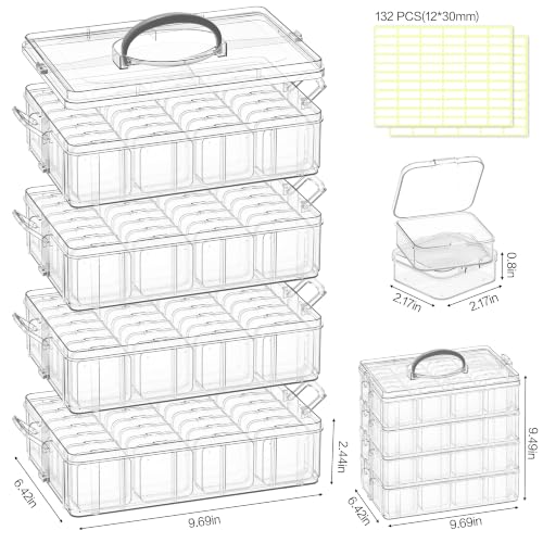 DILIBRA Bead Organizer Box, 4-Tier Stackable 112 Pcs Craft Storage Boxes - color: 4-Tire 112 Pcs