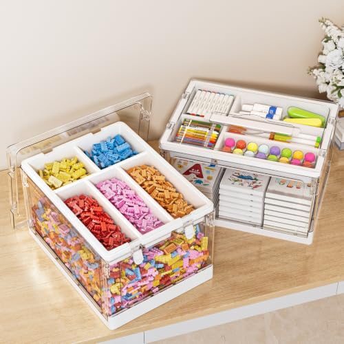 24QT 2Packs Clear Craft Organizers and Storage with Trays