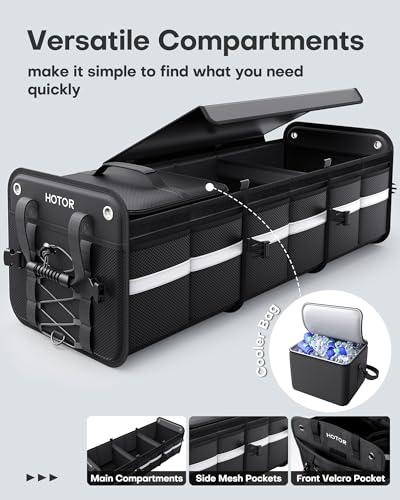 HOTOR Trunk Organizer - Car Organizer and Storage with Cooler Bag for SUV - color: Black, size: 37.0" x 14.6" x 12.0"