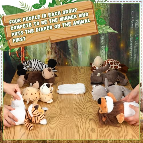 Seenelling Blindfold Diaper Baby Shower Game Kit, Safari Animals, 8 Sets - style: Safari Animals