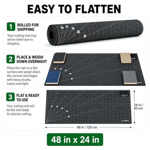 Self Healing Cutting Mat 48" x 24", Double Sided Grid,Black - color: Black, Gray, size: 48"L x 24"W