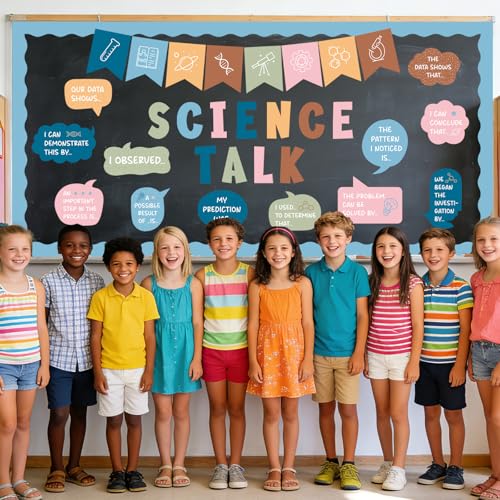 47Pcs Science Talk Bulletin Board Decorations Set, Boho Educational Bulletin Boards for Science Classroom Back to School Elementary Middle School Wall Decor Teacher Must Haves