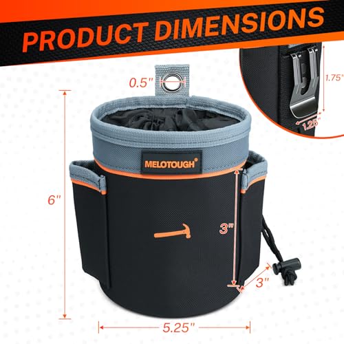 MELOTOUGH Tool Pouch Multi-Pack | Screw, Nail & Bolt Bag Set in 2 Sizes | Clip-On for Tool Belt & Vest | 1, 2 & Combo Pack, 600D Nylon - size: 2Pack