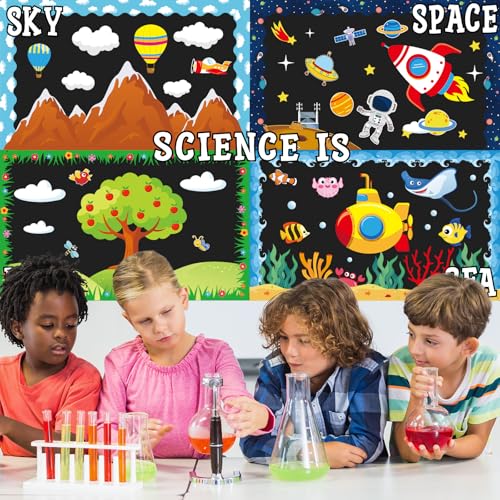 Science Bulletin Board Decorations Science is Everywhere Classroom Bulletin Board Set Sky Space Land Sea Theme Paper Cut Outs for Back to School Classrooms Office Home Decor Wall Door Supplies