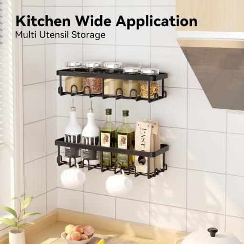 YASONIC Shower Caddy Adhesive, Rustproof Shower Organizer, Wall Shower Rack - color: Black