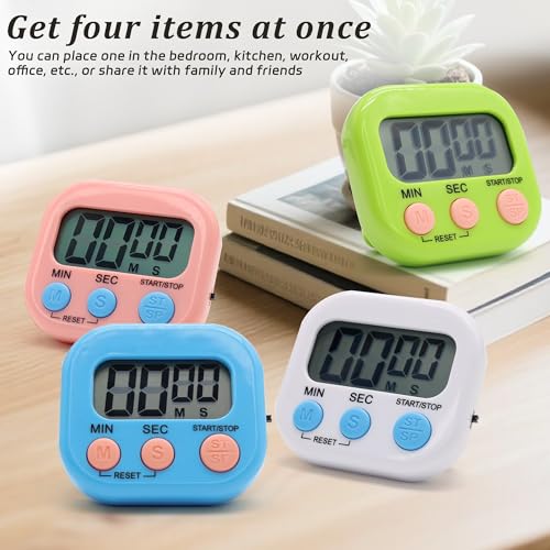 4 Pack Multi-Function Electronic Timer - Kitchen Timer,Magnetic Digital Timers,Big LCD Display, ON/Off Switch,Extensively Use in Cooking,Gym, Meeting, Classroom,Kitchen,Study,Work,Outdoor Activities - size: 4