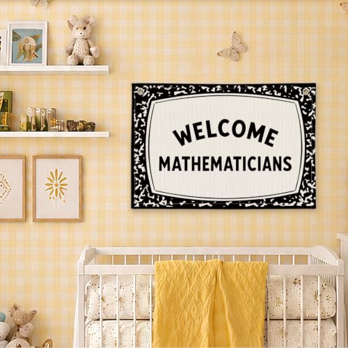 Math Classroom Decor Canvas Wall Hanging Banner - color: 04-Welcome Mathematicians - Composition Notebook