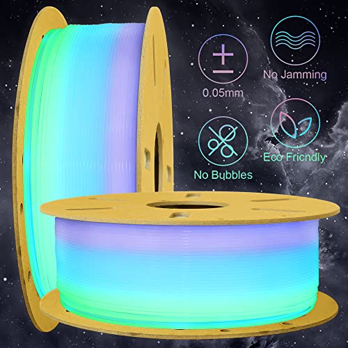 Glowing in Dark Multicolored Fast Color Gradient Change Rainbow PLA 3D Printer Filament, 1.75mm 1Kg Multi Colored 3D Printing Material, Widely Fit for 3D Printers with Extra PLA Sample Pack by TTYT3D - color: Glow in Dark Rainbow