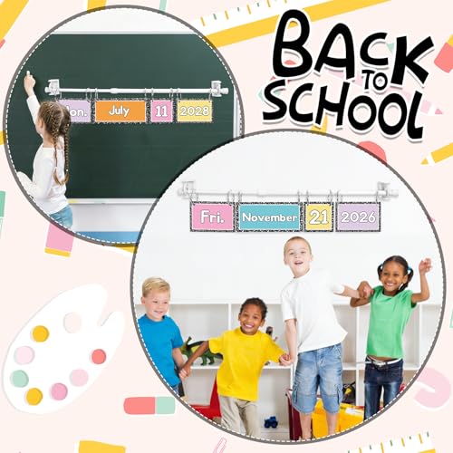FYSUIMU Composition Notebook Calendar Bulletin Board Set Pastel Flip Calendar with 54 Cards & Adjustable Holder for Back to School Classroom Home Office DIY Decoration Supplies - style: pastel composition