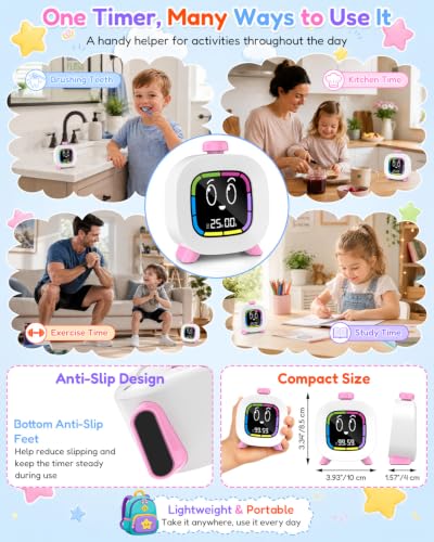 Digital Visual Timer for Kids ADHD, 99-Minute Countdown, Rechargeable - color: Pink