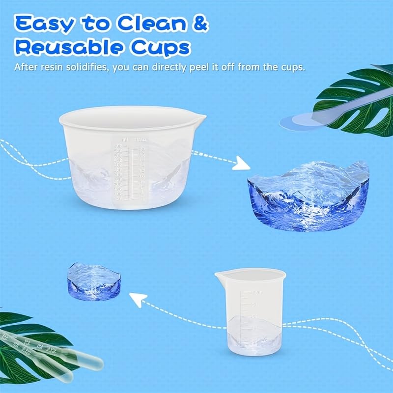 Clear Plastic Measuring Cups Kit, High Precision Graduated Beaker Set with Scale, Multipurpose Measuring Tools for Resin Mixing, Baking & Kitchen Use