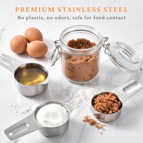 21PCS Measuring Cups and Spoons Set, Include 7 Nesting Measuring Cups, 9 Measuring Spoons and 5 Mini Spoons, Stainless Steel Metal Measuring Set, Kitchen Gadgets for Cooking & Baking - size: 21PCS Set