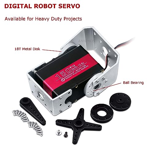 150KG Robot Servo Motor 12V High Voltage High Torque Steel Gear Large Digital Steering Servos with Mount Brackets - size: 150kg