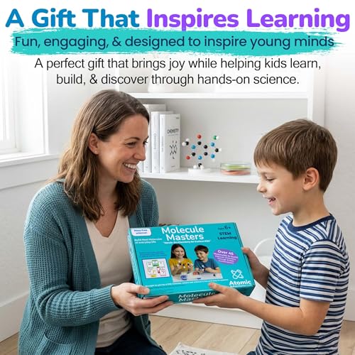 Educational Molecule Model Kit for Kids - Organic Chemistry Molecular Model Kit with Guide & STEM Learning Activity Cards for Teens & Adults to Build 3D Molecules, Atoms, Bonds