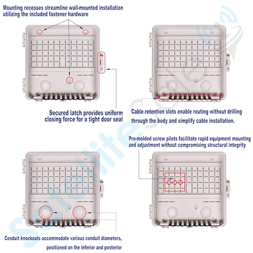 SatelliteSale Weatherproof Junction Box Heavy Duty Enclosure 12x12x3 Inches UV-Rated Thermoplastic Alloy Made in USA - size: 12"×12"×3"