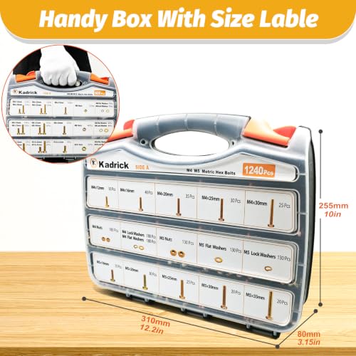 1840Pcs Grade 8.8 Metric Bolt Assortment Kit, M4 M5 M6 M8 M10 Bolts Nuts - size: 1840Pcs M4-M10 Grade8.8 Hex Bolts