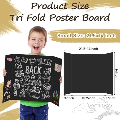 PSHVYM 4 Pcs Small Trifold Poster Board, 21.5 x 14 inch Black Poster Boards - color: Black, size: 21.5 X 14 inch