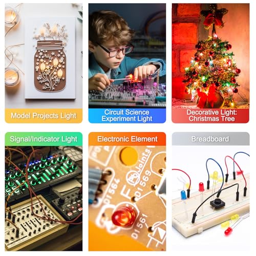 DiCUNO 450pcs 5mm LED Diode, LED Light Kit Box 5 Colors, Mini LED Assorted Kit 5mm Round Top, Light Emitting Diodes for DIY Project, White/Red/Yellow/Green/Blue (Pack of 3) - size: 450 Count (Pack of 3)
