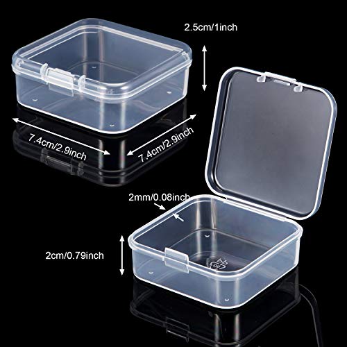 SATINIOR 24 Pcs Small Clear Plastic Container Box, 2.9 x 2.9 x 1 in - size: 2.9 x 2.9 x 1 in