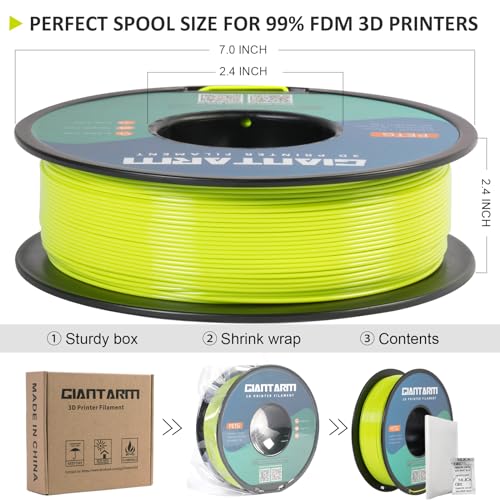 GIANTARM PETG Filament 1.75mm for 3D Printer, 1KG, Apple Green - color: Apple Green