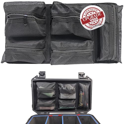 LAFENLIN Lid Organizer for Pelican V525 Case, Hook & Loop (No Screw) - color: V525 lid organizer-Circular Mesh black