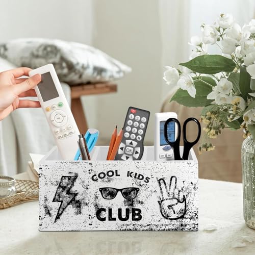 Boys Room Decor Pen Pencil Holder Organizer for Desk Accessories, Cool Kids Club Black and White Wooden Box Signs Decorations for Kids Boys Room Bedroom Classroom Desk Tabletop - color: Color 08