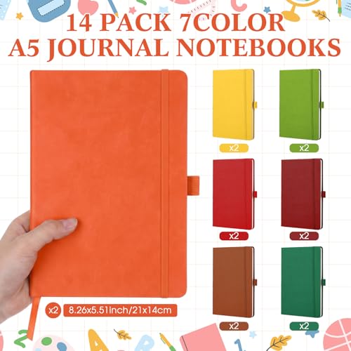 Laumoi 14 Pack Hardcover Lined Journal Notebooks Bulk,Vibrant Color,A5 - color: Vibrant Color, size: A5