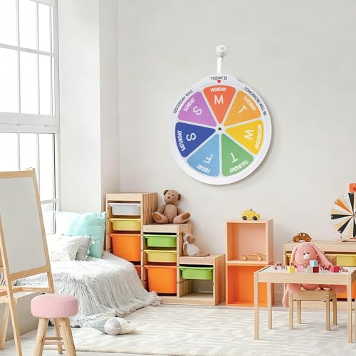 Days of the Week Wheel Homeschool Toddler Activities Montessori Calendar Days Spinner Wheel Tracing Kids Preschool Calendar Today is Day of the Week - color: Days of the Week Multicolor