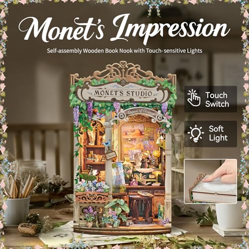 Monet's Studio Book Nook Kit, DIY Miniature House Kit with LED Light - color: Monet's Studio