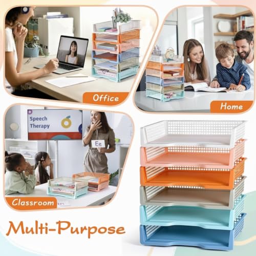 Teenyyou Set of 12 Colorful Classroom Turn in Trays Stackable, Boho - color: Boho