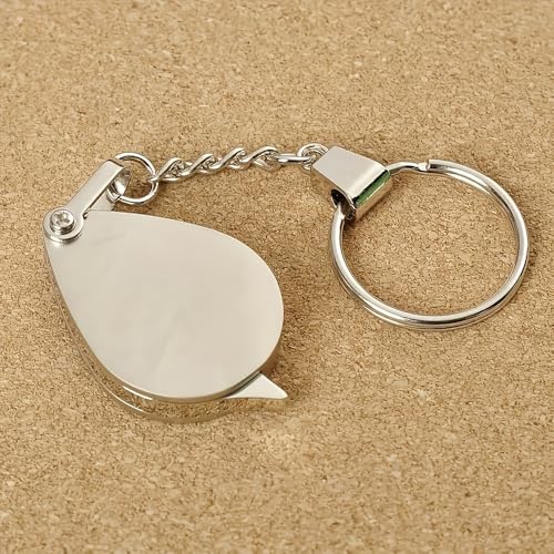 10X Mini Pocket Magnifying Glass Keychain for Reading Newspaper Book Magazine Foldable Loupe Magnifier