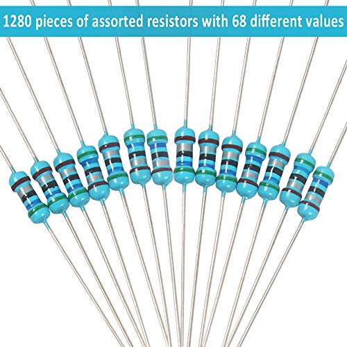 1280pcs 64Val 1/4W 1% Metal Film Resistors Assortment 1-10MOhm with Box DIY